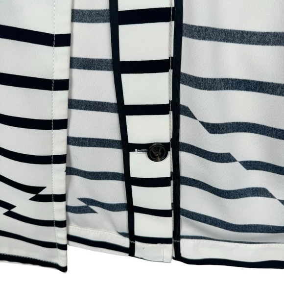 Madewell Women’s Parcel Striped Trench Coat Size XS Crepe White Black Collared - Picture 3 of 13